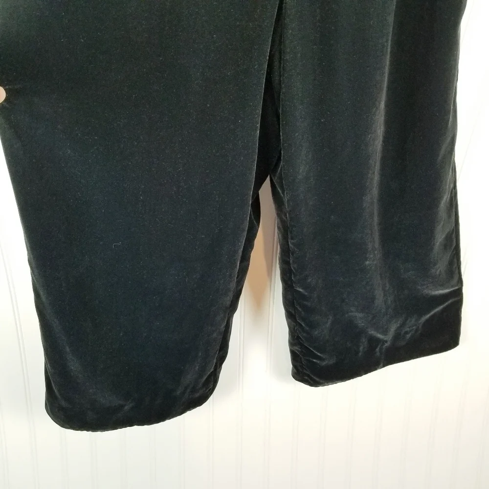 J Crew Velvet Wide Leg Crop Jumpsuit Size 0 Black Sleeveless Witchy Whimsigoth